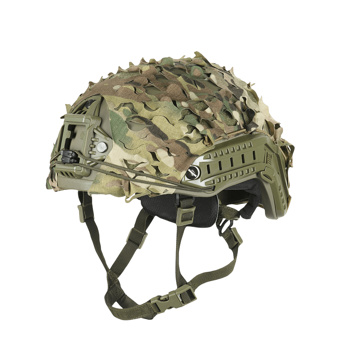 M‑Tac Vilha Hjelmdække FAST i Multicam mønster tilpasset FAST-hjelme med Velcro og Cordura 500D, for camouflering i ujævnt terræn.