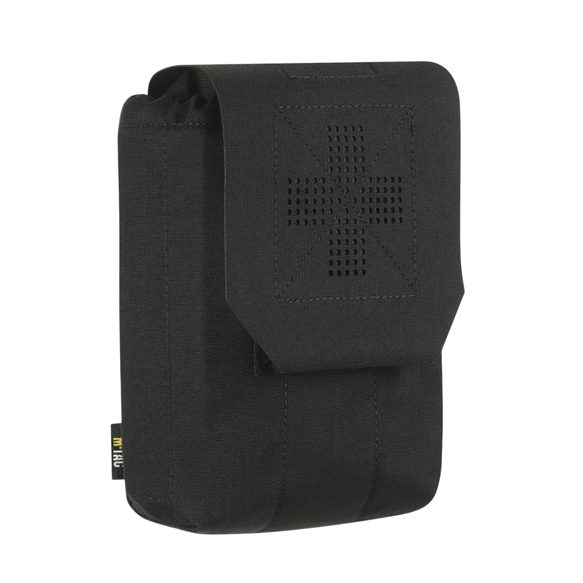 M‑Tac Medic Pouch Vertical Large Elite i sort Cordura 500D med velcro-lukning og MOLLE-interface til førstehjælpsudstyr.