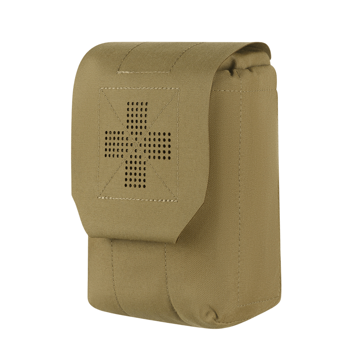 M‑Tac Medic Pouch Vertical Large Elite i slidstærkt Cordura 500D materiale, designet til sikker opbevaring af førstehjælpsudstyr.