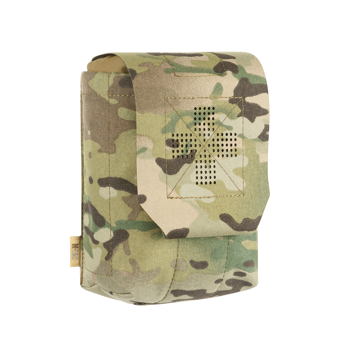 M‑Tac Medic Pouch Vertical Large Elite i Camouflage, lavet af slidstærkt Cordura 500D til opbevaring af førstehjælpsudstyr.