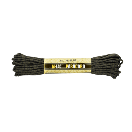 M‑Tac Paracord 550 Type III 15 m i sort nylon med høj brudstyrke til friluftsliv og nødbrug