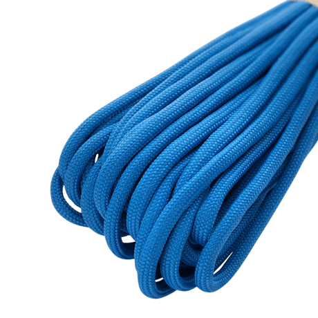 M‑Tac Paracord 550 Type III 15 m i blå, stærk nylonkordel ideel til friluft og nødbrug, brudstyrke 240 kg, kerne 7 nylontråde