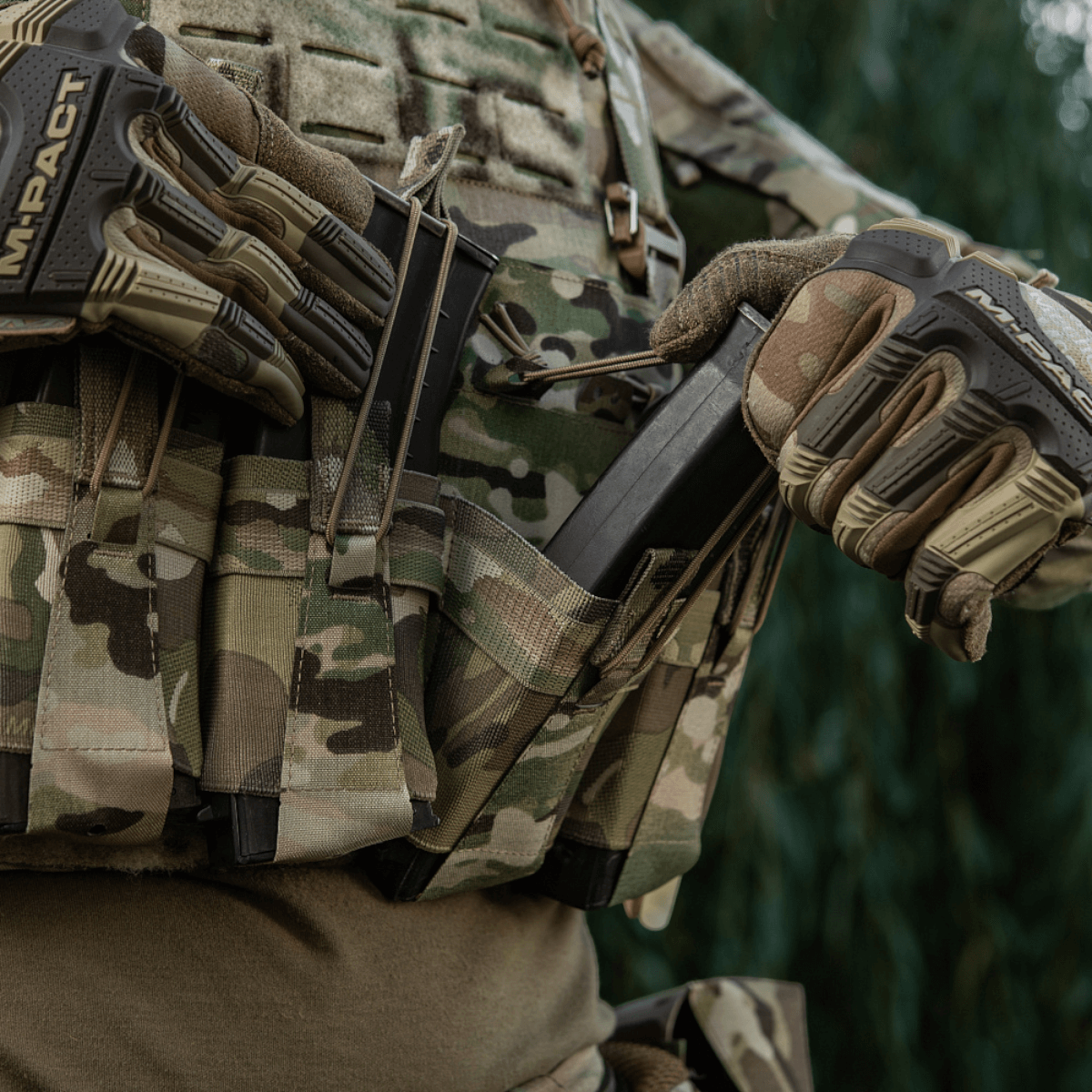 M-Tac Frontpanel til Plate Carrier Cuirass QRS til 4 Magasiner i brug, taktisk udstyr, elastisk Mag Pouch, sikker magasinhold