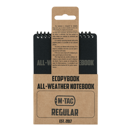 M-Tac Ecopybook Tactical – alt-vejr notesbog vandtæt design, robust polymer, ideel til ekstreme vejrforhold, indeholder vinkelmåler.