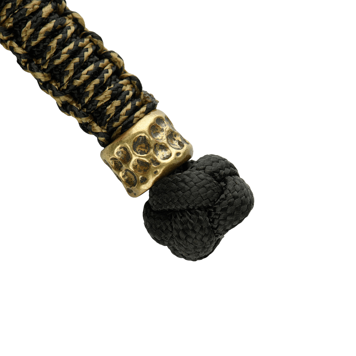 M-Tac Knife Lanyard Scandinavian Granule i flettet paracord med gyldne detaljer og sort knude, stilfuldt tilbehør til lommeknive.