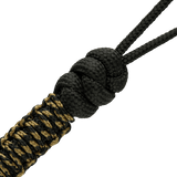 M-Tac Knife Lanyard Scandinavian Granule paracord detalje med flettet mønster i sort og gyldne nuancer til lommeknive.