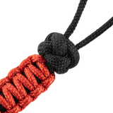 M-Tac Lanyard Scandinavian Small Chinese Knot i rød og sort paracord med skandinavisk perle, velegnet til knive og lommelygter.