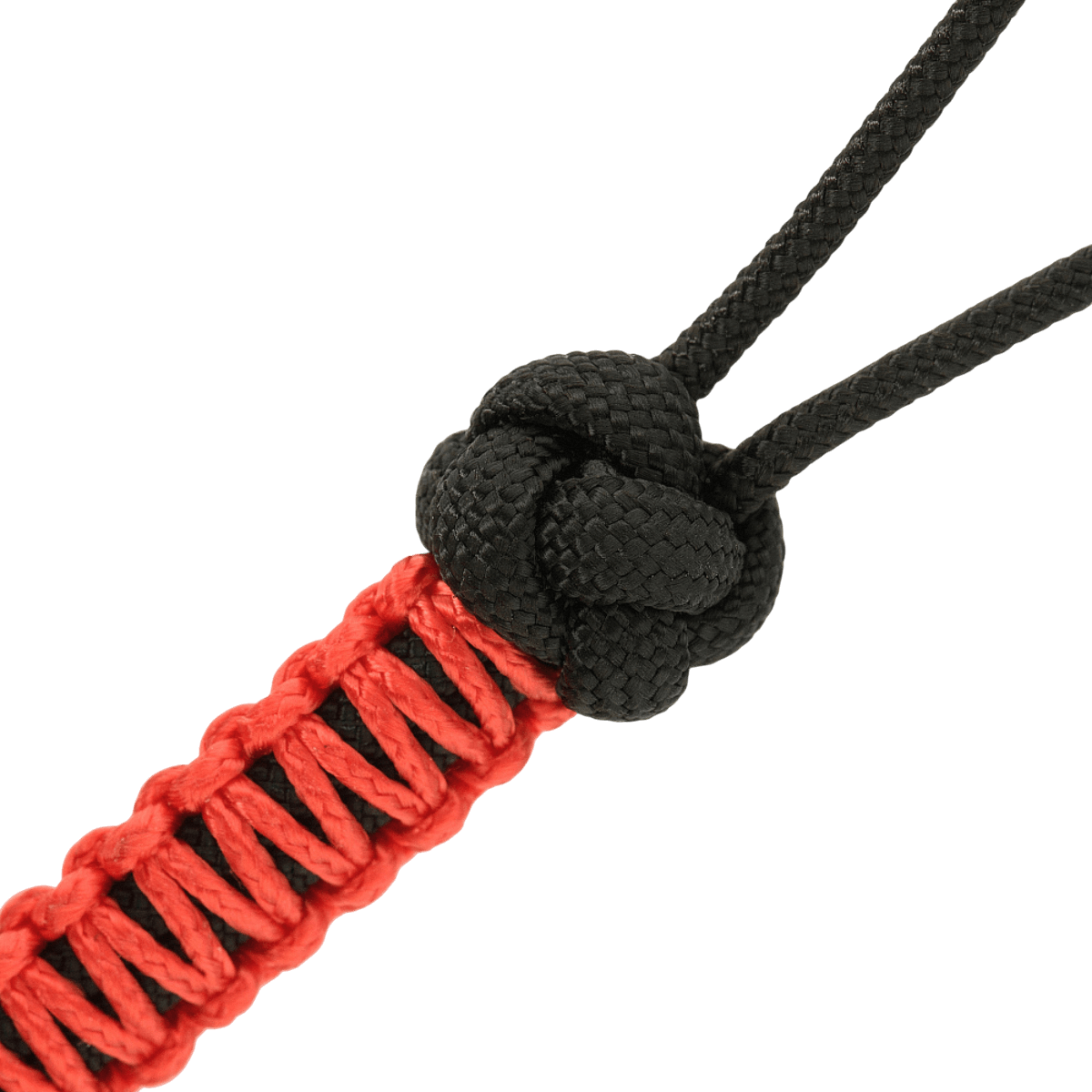 M-Tac Knife Lanyard Ninja i rød og sort paracord med Cupronickel perle, 14,5 cm lang, forbedrer knivens greb.