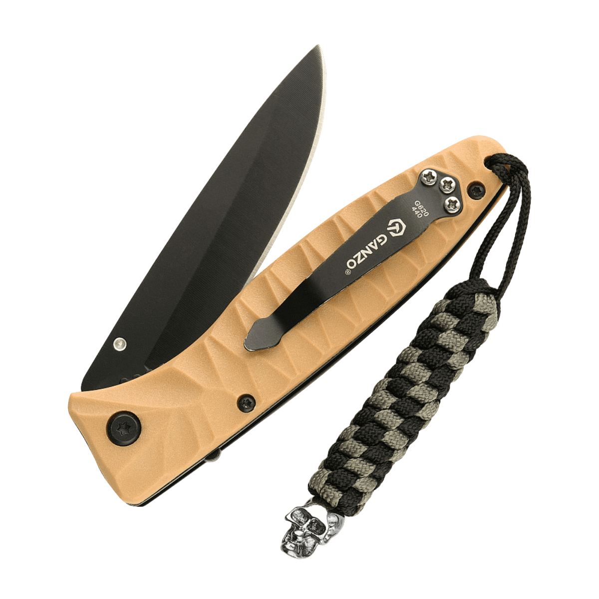 M-Tac Knife Lanyard Helix Skull med flettet paracord lanyard og skalle, tilføjer stil til lommeknive.