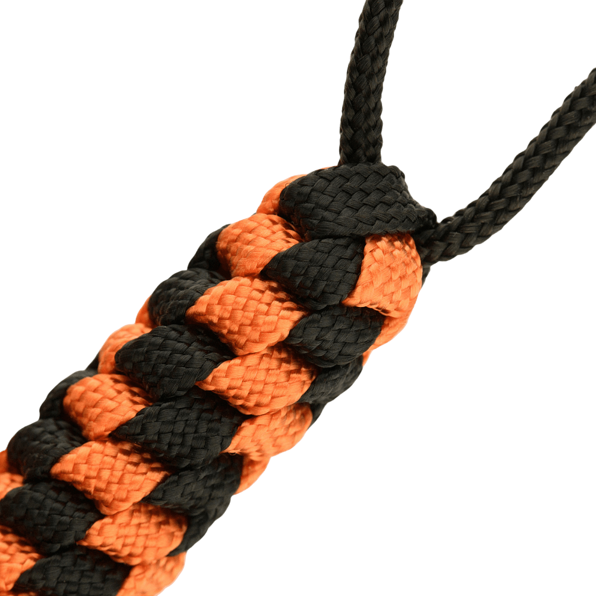 M-Tac Knife Lanyard Helix Skull i flettet paracord tilføjer stil og funktionalitet til lommeknive med orange og sort design.