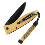 M-Tac Viper Cylindre Lanyard Stainless Steel på kniv med nordisk perle, lavet af coiled paracord for stil og individualitet.