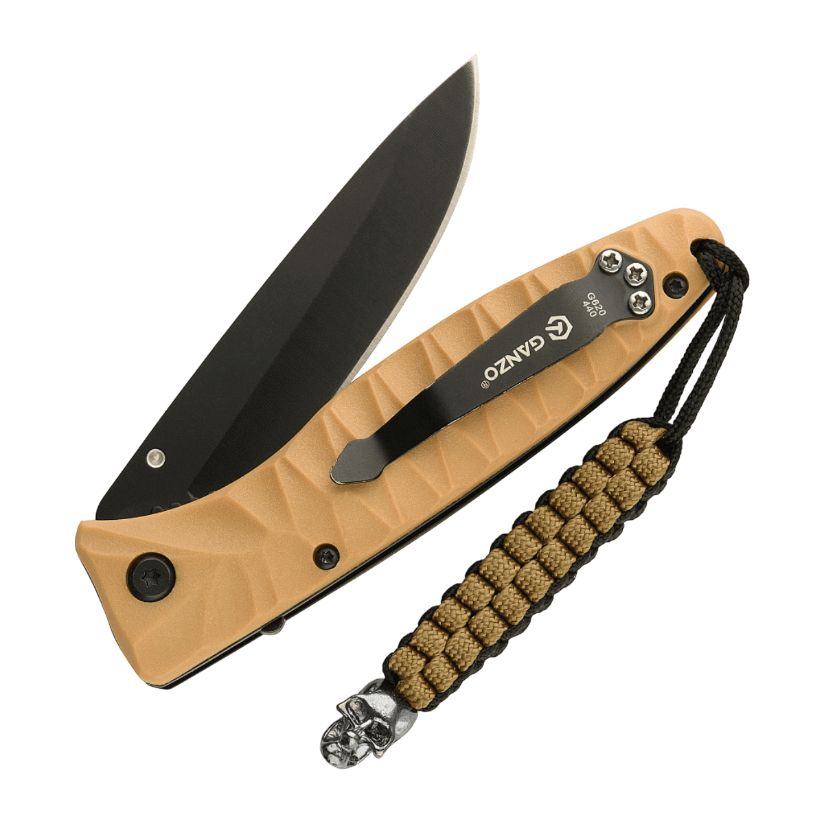 M-Tac Knife Lanyard Cuboid Skull with flettet paracord og dekorativ Cuboid Skull perle for stilfuldt og råt knivdesign.