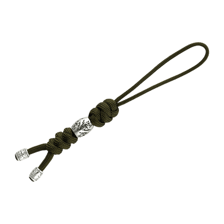 M-Tac Zeus Stainless Steel Lanyard med flettet paracord og dekorativ stålperle, ideel til knive og udstyr.