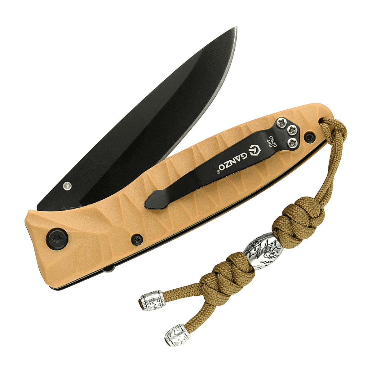 M-Tac Zeus Stainless Steel Lanyard i flettet paracord med dekorative stålperler, designet til hurtig adgang til kniv og udstyr.