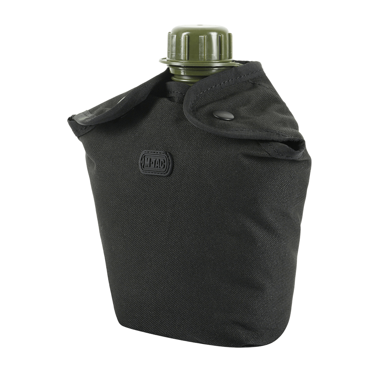 M-Tac Flaskeholder MOLLE i sort polyester med PVC-belægning, kan fastgøres via MOLLE-system til udstyr, ideel til drikkeflasker.