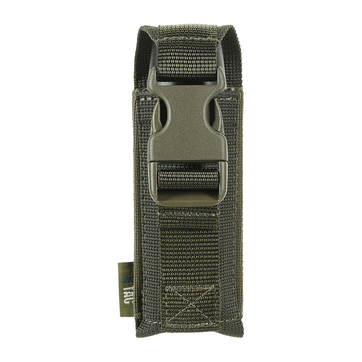 M-Tac Gasdåseholder Vertikal med Woojin-lås og MIL-SPEC stropper, ideel til MOLLE-system, tilføjer sikkerhed og nem adgang til udstyr.