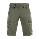 M-Tac Shorts Aggressor Gen.II Flex i grøn med rip-stop materiale og lommer, ideel til alsidige aktiviteter.