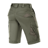 M-Tac Shorts Aggressor Gen.II Flex i rip-stop materiale, taktisk design, ideel til træning og fritid, set bagfra, grøn farve