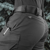 Side view of M-Tac Shorts Aggressor Short in black, showcasing tactical design and durable YKK zippers, ideal for outdoor use.