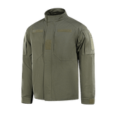 M-Tac Jakke Patrol Flex i grøn med velcro-paneler og YKK fittings, designet til taktisk brug, ståkrave, skjulte lommer og ventilationsøjer.