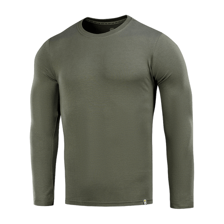 M-Tac Long-sleeve T-shirt 93/7 i olivengrøn, lavet af 93% bomuld og 7% elastan, ideel til sport og friluftsliv.