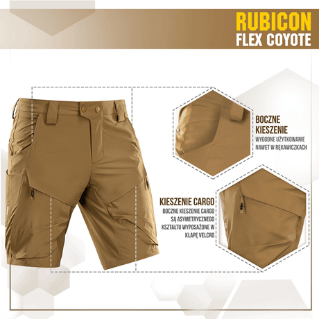 M-Tac Shorts Rubicon Flex - Cargo shorts med lommer i mørk oliven designet til komfort og funktionalitet. Materiale: nylon og spandex.