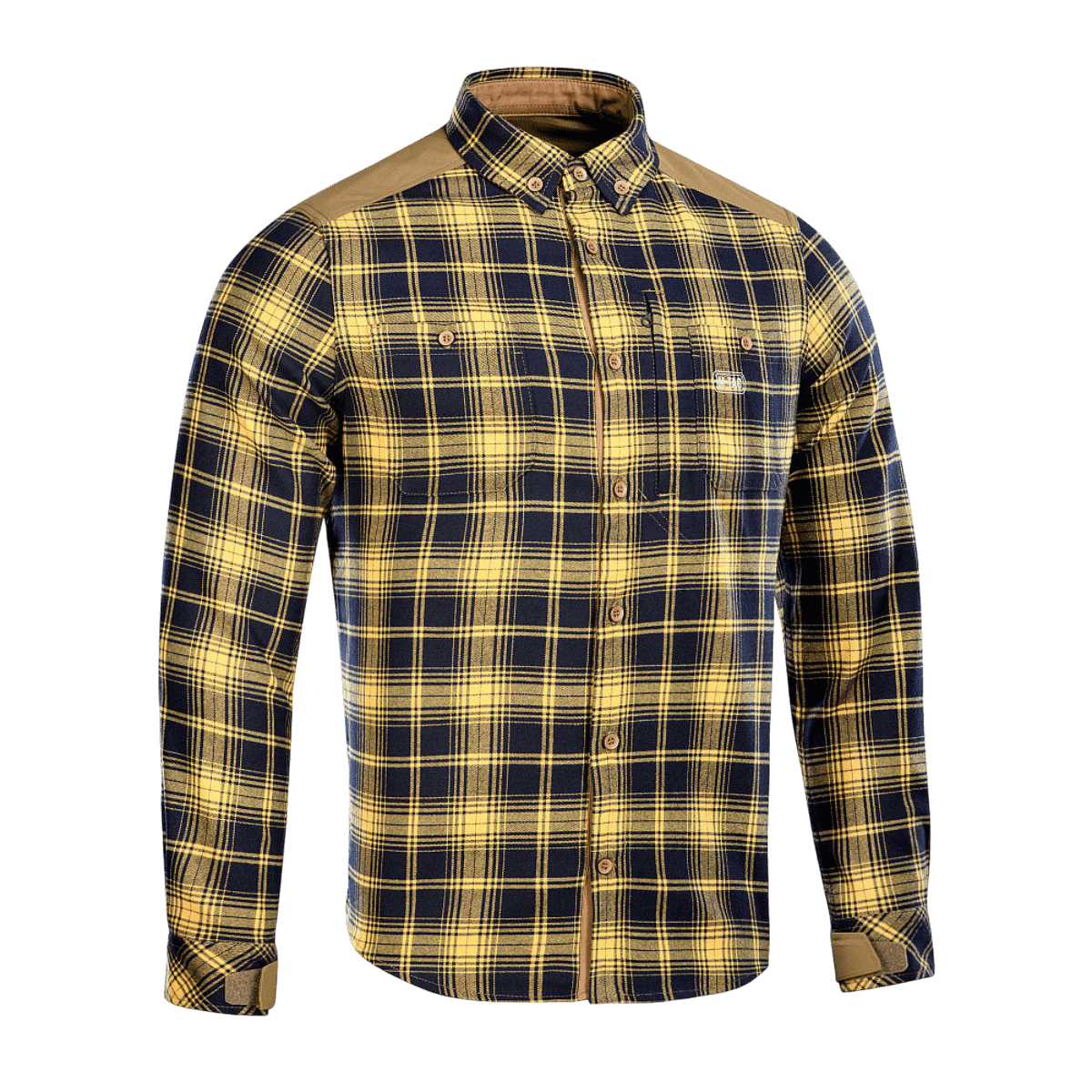 M-Tac Redneck Skjorte i navy blue/yellow med AVENGER™ forstærkede skuldre og velcro-justerbare ærmer til taktisk brug.