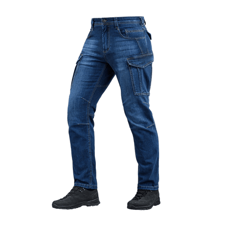 M-Tac Jeans Aggressor med moderne taktisk funktionalitet, slidstærkt denim, rummelige lommer, canadisk knap, YKK-lynlås.