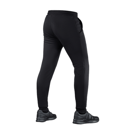 M-Tac Bukser Cotton Classic i sort, åndbare bomuldsbukser med elastik og sidelommer til løb, fitness og daglig brug.