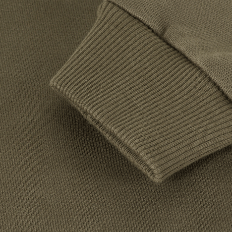 Detalje af M-Tac Sweatshirt Cotton Hard med ribkant og reflekslogo trykt på brystet, lavet af 100% bomuld.