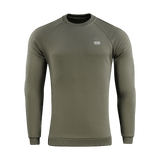 M-Tac Sweatshirt Cotton Hard i grøn med reflekterende logo, lavet af 100% bomuld, perfekt til varm og komfortabel hverdagsbrug.