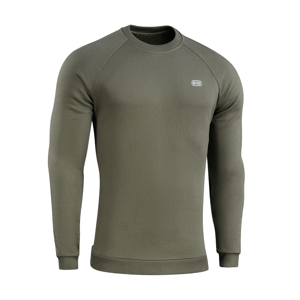 M-Tac Sweatshirt Cotton Hard i olivengrøn 100% bomuld med reflekterende logo på brystet. Varm og komfortabel til hverdag.