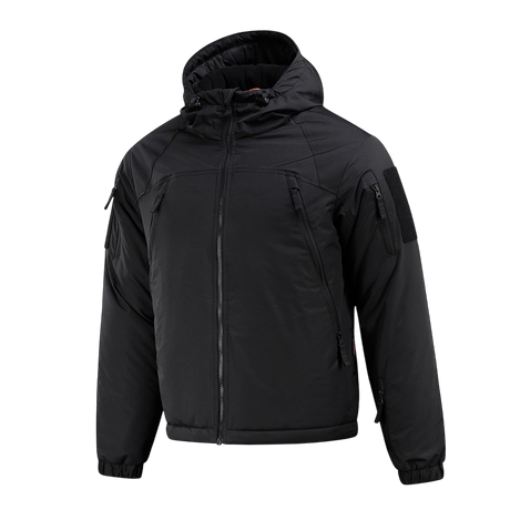 M-Tac Alpha Gen.III Pro Vinterjakke i sort med justerbar hætte, vandtæt nylon, G-Loft isolering, komfort op til -20° C, for hverdagsbrug.