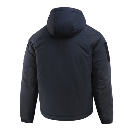 Bagsiden af M-Tac Alpha Gen.III Pro Vinterjakke i sort med hætte og forstærkede albuer.