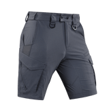 M-Tac Aggressor Summer Flex Shorts i grå nylon, letvægts-taktiske shorts med justerbar talje og D-ringe, ideelle til udendørs aktiviteter.