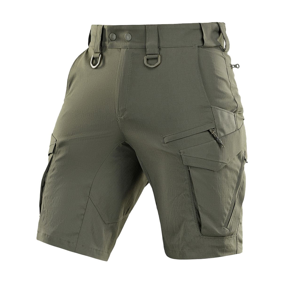 M-Tac Aggressor Summer Flex Shorts i Flex Rip-Stop stof med funktionelle lommer og justerbar elastisk talje, grøn farve