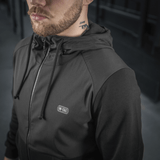 M-Tac Pilgrim Bomberjakke i sort med hætte og lynlås, ideel til sport og hverdagsbrug.