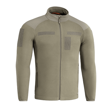 M-Tac Combat Fleece Polartec Jakke i varm beige, ideel til taktisk og casual brug med Polartec fleece og YKK lynlåse.