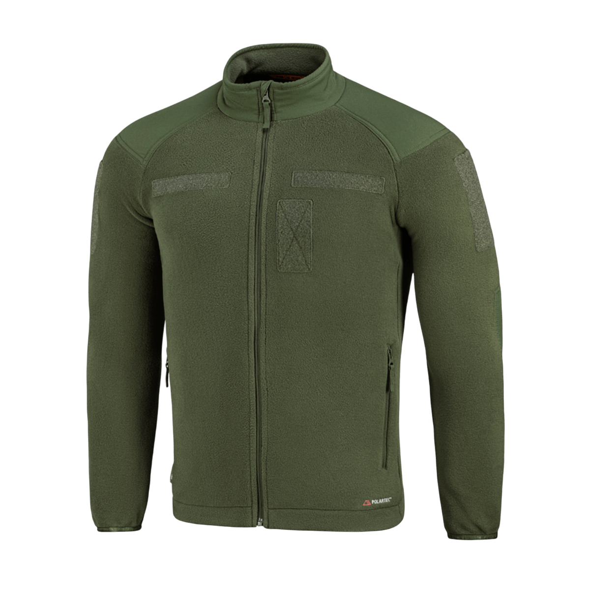 M-Tac Combat Fleece Polartec Jakke i olivengrøn, med Polartec fleece og YKK lynlåse, designet til taktisk og casual brug.
