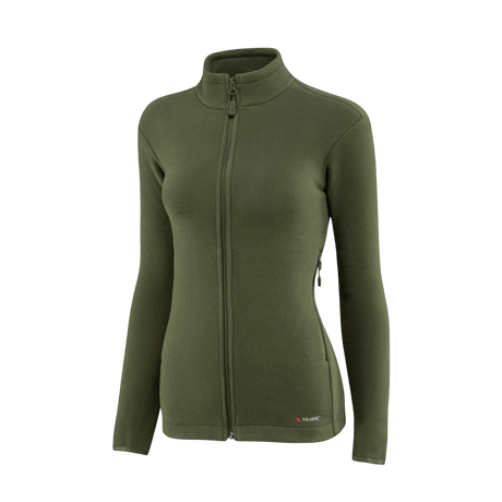 M-Tac Sweater Nord Fleece Polartec Dame til kvinder i grøn med YKK-lynlås og høj krave.
