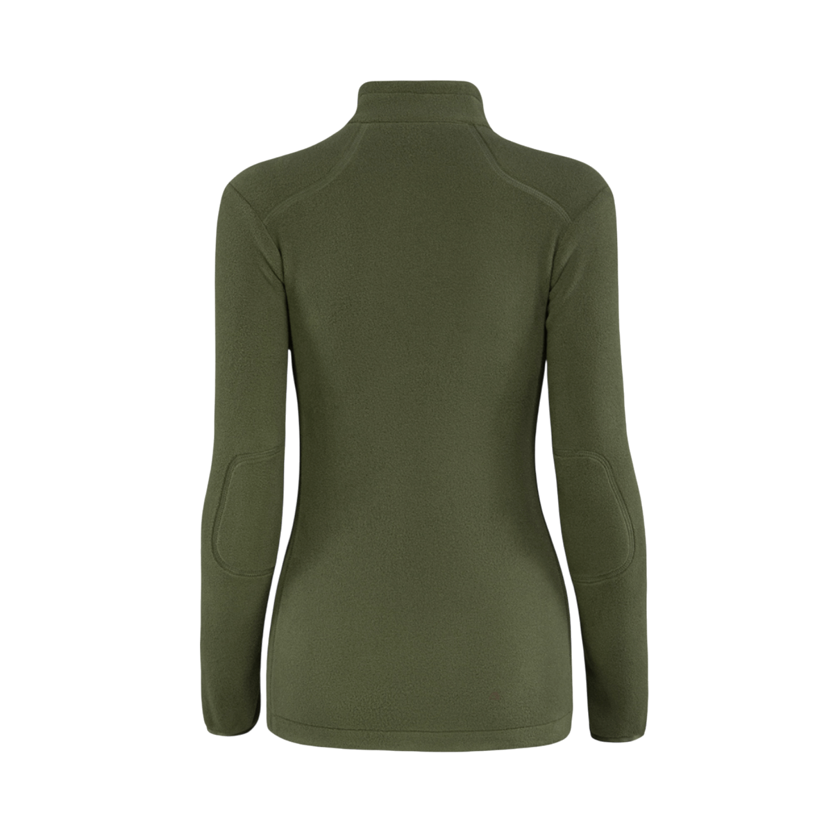 M-Tac Sweater Nord Fleece Polartec Dame i olivengrøn vises set bagfra, lavet af Polartec® 200 Series fleece med stand-up krave og lange ærmer.