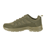 M-Tac Tactical Sneakers IVA i oliven, lette og åndbare med syntetisk nubuck og forstærket tå, ideelle til trekking og udendørsaktiviteter.