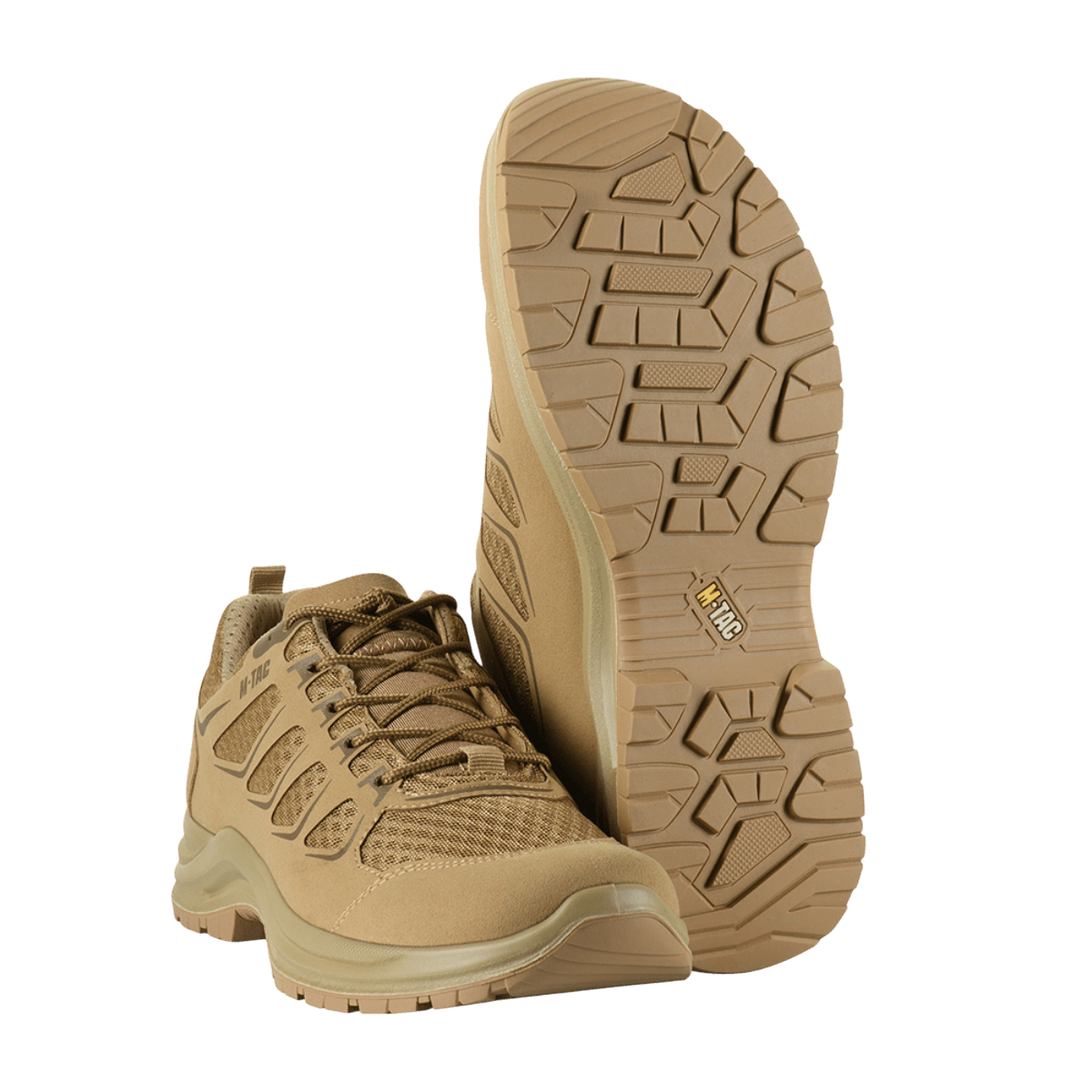 M-Tac Tactical Sneakers IVA i lys brun med åndbart mesh og slidstærk sål. Perfekt til udendørs aktiviteter og trekking.