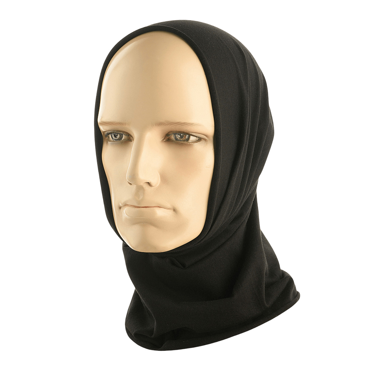 M-Tac Bomuld Tube Scarf multifunktionel halsedisse i sort på mannequin, ideel til aktiv fritid og taktisk brug, 100% bomuld.