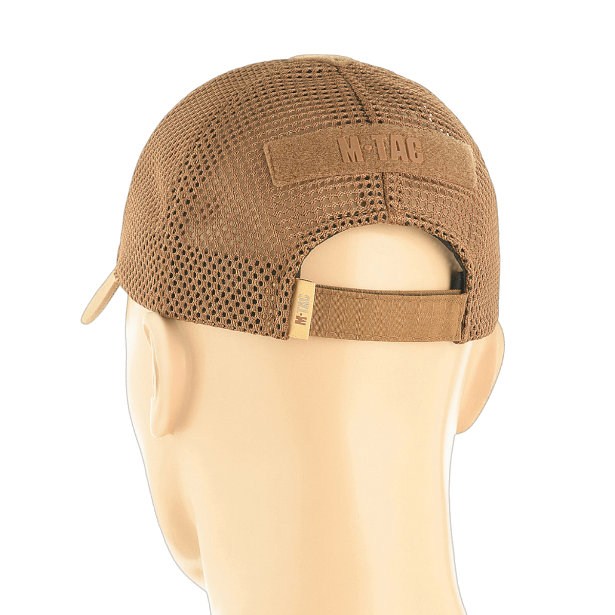 M-Tac Baseball Cap Ripstop Elite Flex i brun ripstop stof, set bagfra, med elastik tilpasning og åndbar net design.
