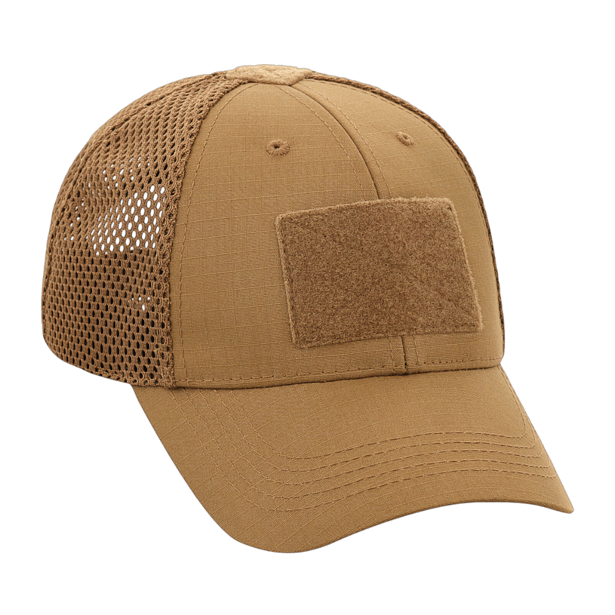 M-Tac Baseball Cap Ripstop Elite Flex i beige ripstop materiale med mesh panel og Velcro-lukning tilpasset til udendørs aktiviteter.