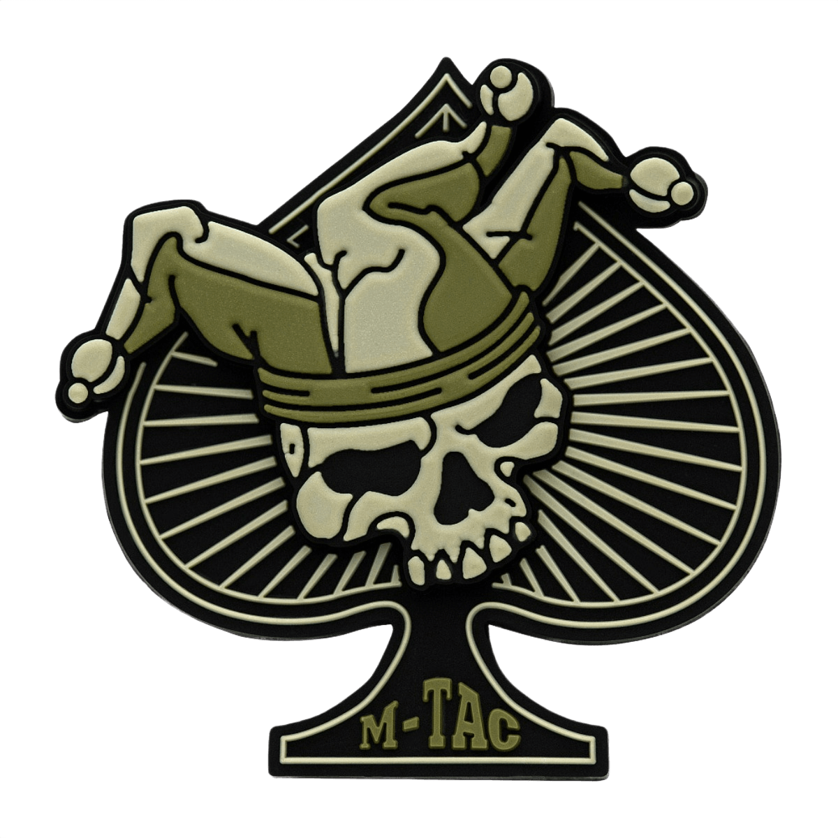 M-Tac Ace of Spades 3D PVC Patch med Jester kranie design, Velcro fastgørelse, taktisk morale patch til militær og outdoor brug