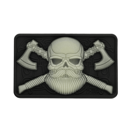 M-Tac Bearded Skull 3D PVC Patch med skægget kranium design, Velcro fastgørelse, taktisk morale patch, slidstærk, militær og outdoor, 80x50mm.
