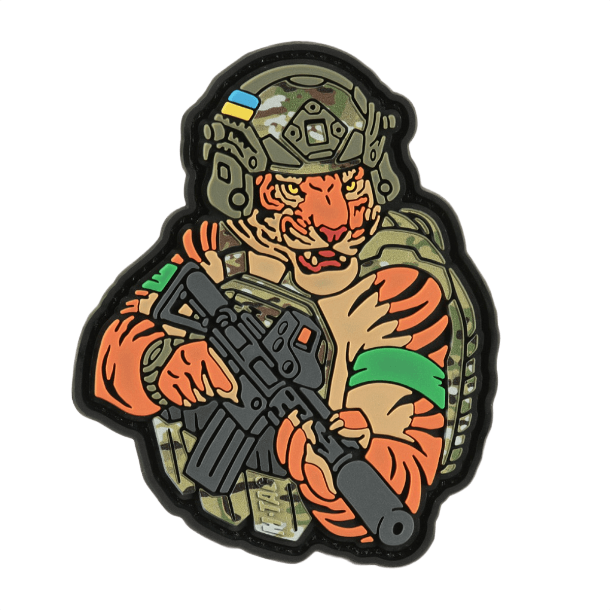 M-Tac Patch Tiger Green Tape PVC 3D morale patch med tiger med AR-15, hjelme og pladebærer