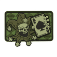 M-Tac Patch Joker Skull 3D PVC med joker og es i dødskort design, taktisk morale patch i PVC med velcro, 78 x 55 mm.